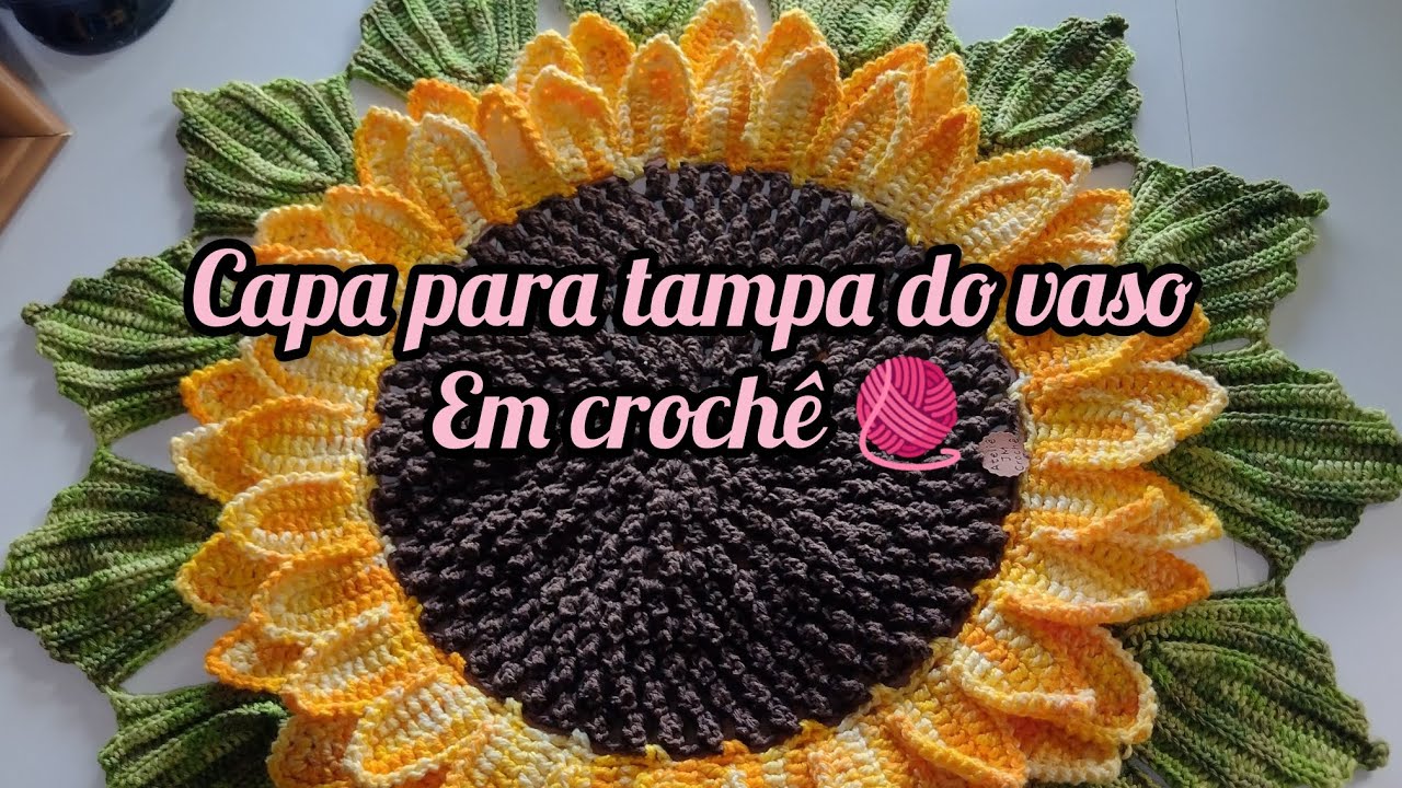 Capa para tampa do vaso em crochê modelo girassol