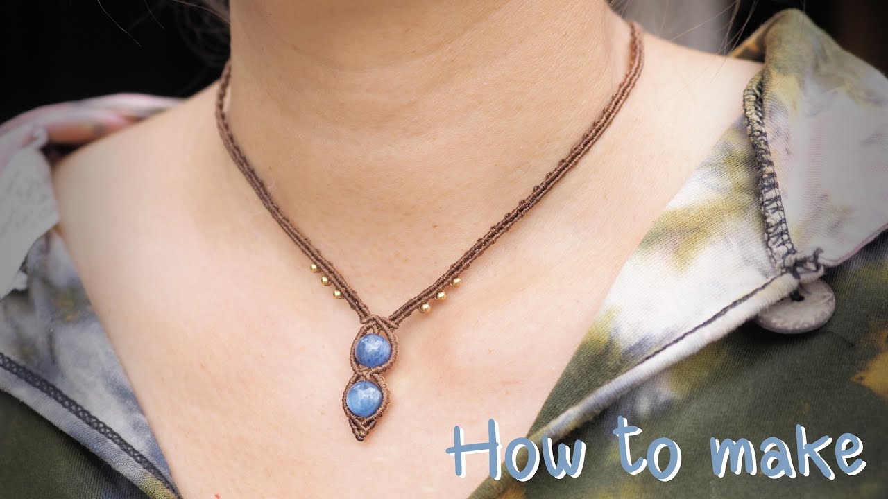 Diy basic macrame knots,Macrame choker for beginners,How to make stone necklace,สอนถักสร้อยคอแบบง่าย