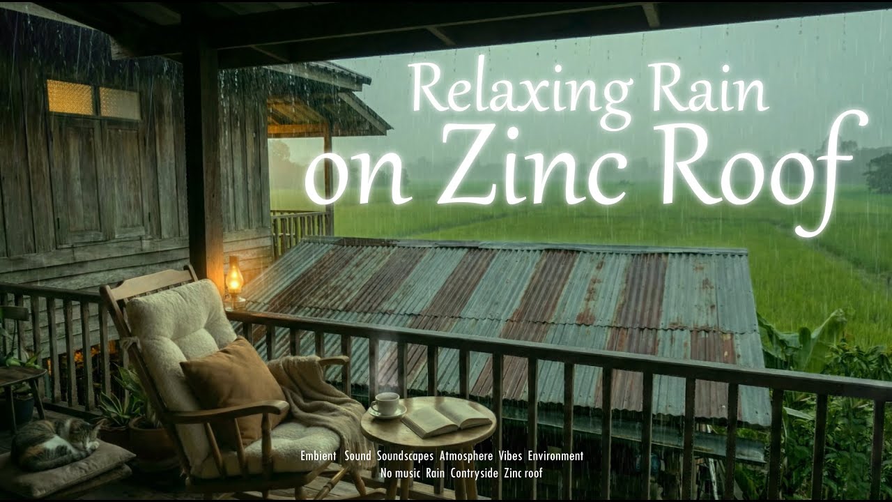 Rain at Thai Countryside 🌿 Home Relaxing Rain on Zinc Roof 🏡🌧️- Ambience sound