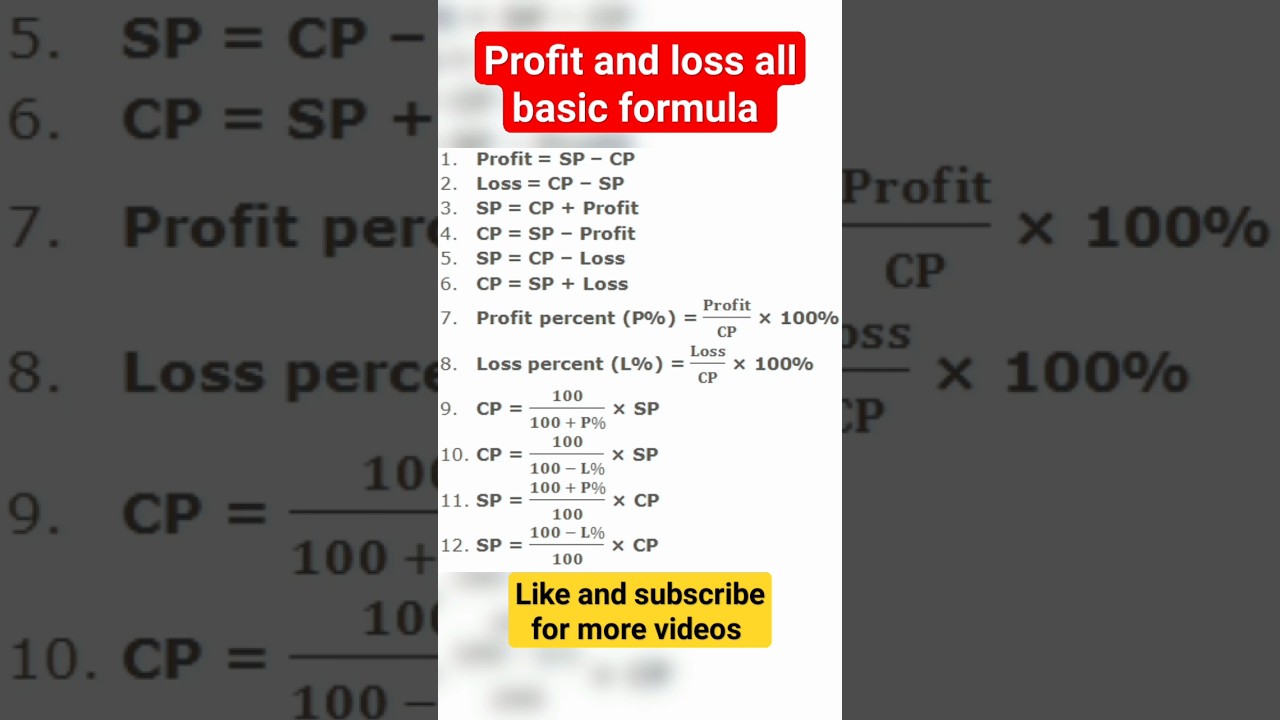 #profit #loss #profit_and_loss #profit_and_loss formula #profitlosstricks #mathematics #@deepa193