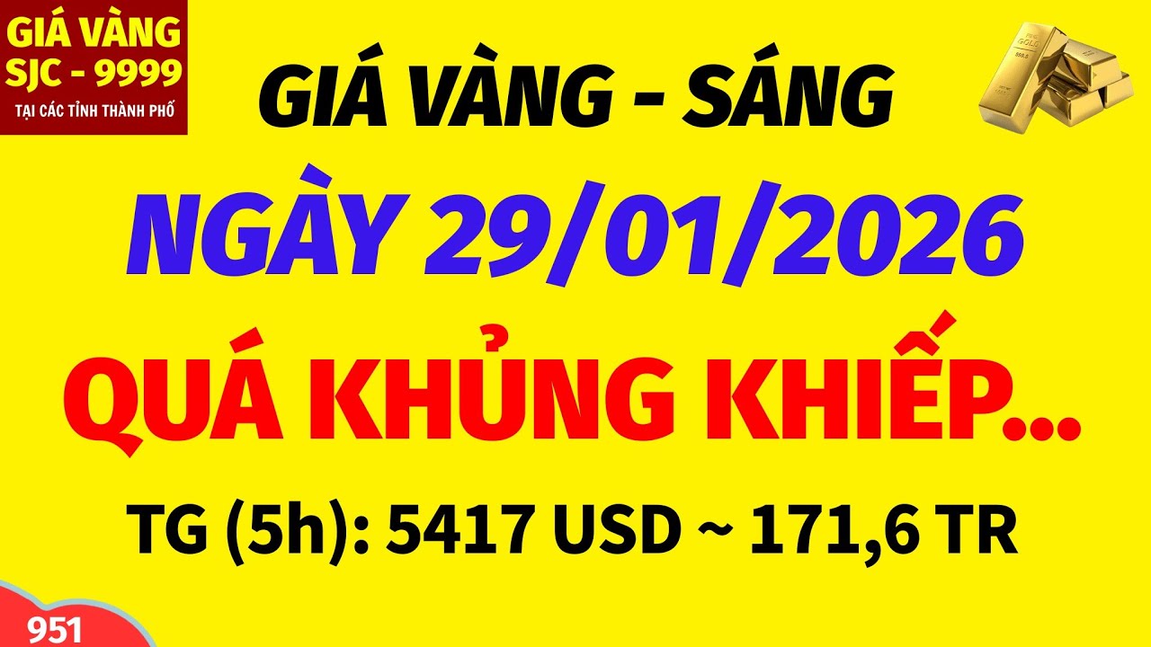 Giá vàng hôm nay 9999 SÁNG ngày 29 tháng 1 năm 2026- GIÁ VÀNG NHẪN 9999- Bảng giá vàng sjc, 24k 18k