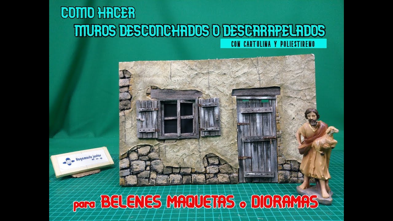 Como hacer muros DESCONCHADOS o DESCARAPELADOS/cartulina y poliestireno/ BELENE MAQUETA DIORAMA/2021