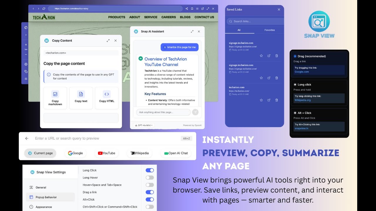 Snap View: Preview Any Website Without Leaving Your Page | Chrome Extension Demo