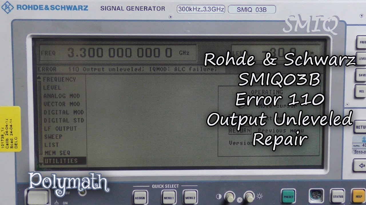 Rohde & Schwarz SMIQ03B Error 110