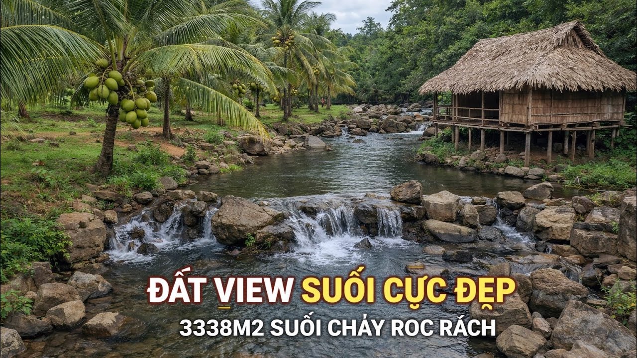 Bán Đất View Suối Cực Đẹp 3338m2 Có Thác Đá Ao Cá Không Gian Nghỉ Dưỡng Thiên Nhiên