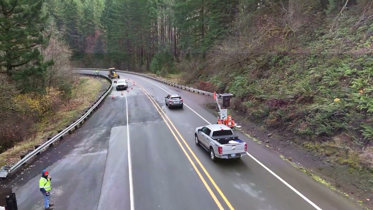 Drone View of Highway 6 Sunken Grade, Towards Oregon Coast Range