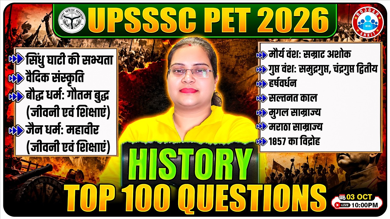 UPSSSC PET History 2026 | UP Pet History Top 100 Questions | UPSSSC PET Exam 2026