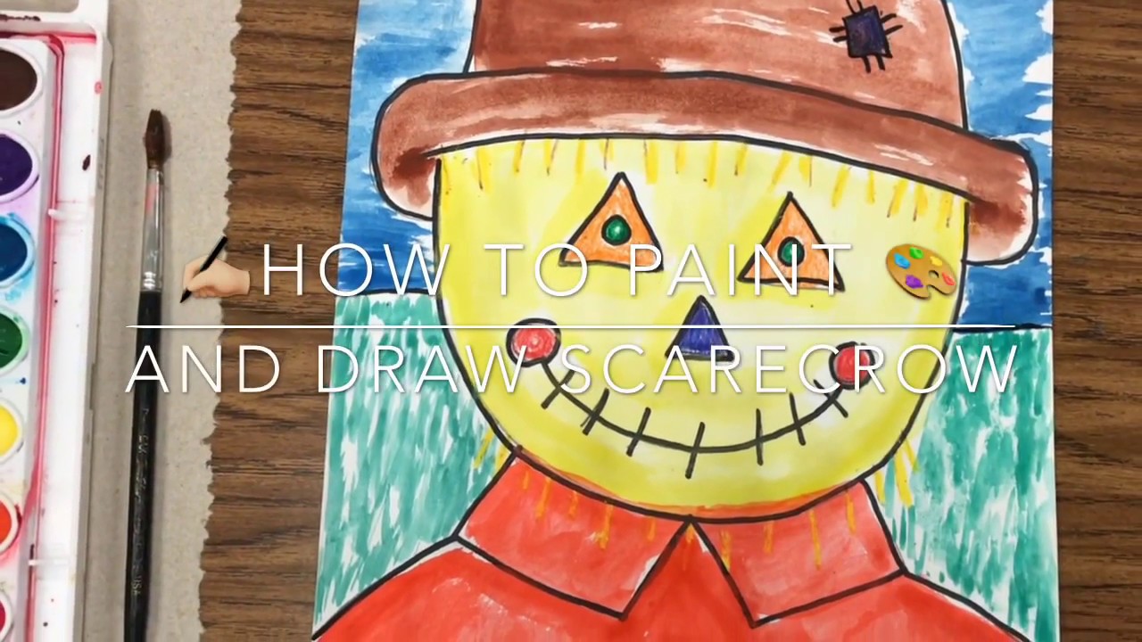 How to Draw ✍🏼 and PAINT 🎨 a Scarecrow 😲 Easy Step by Step Tutorial - Mr. Schuette