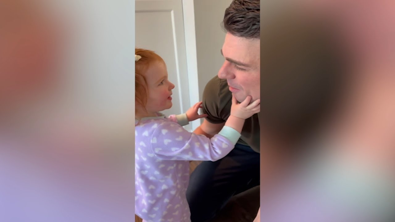 Meteorologist's daughter adorably confused after he shaves beard