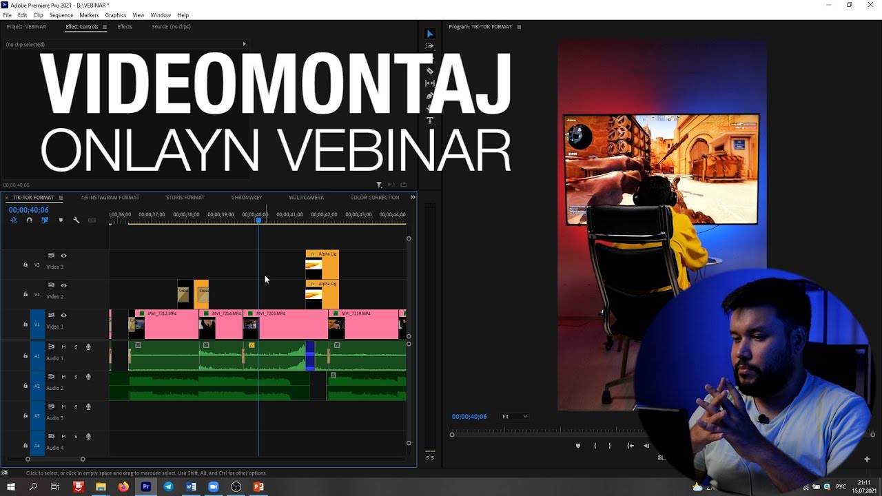Videomontaj bo'yicha BEPUL videodarslik — Premiere Pro