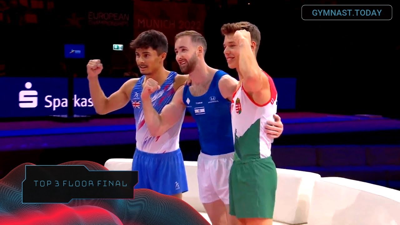 Top 3 in Floor Final - 2022 Munich European Championship - Men's Artistic Gymnastics