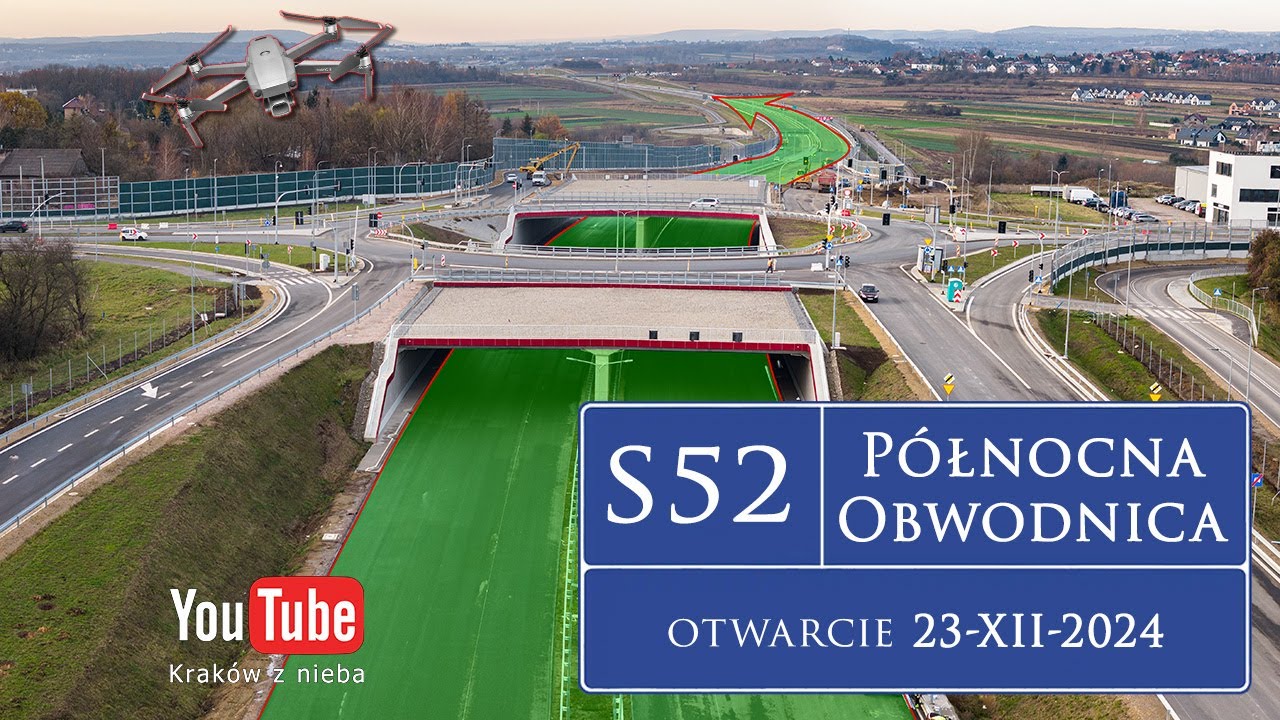 S52 Północna Obwodnica Krakowa - niedługo otwarcie!! Relacja z drona
