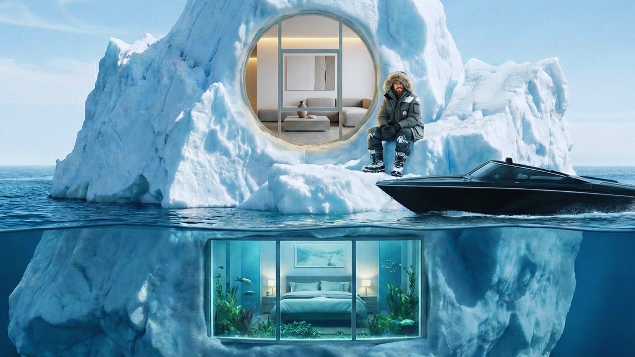 He Built a SECRET HOUSE inside an ICEBERG in the open sea (ASMR)