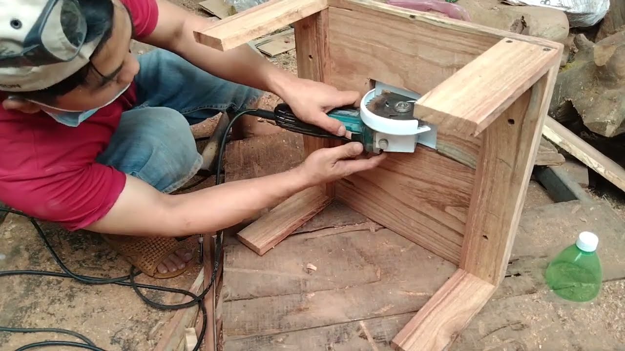 DIY, tự chế máy cưa bàn xẻ gỗ từ máy mài góc cầm tay
