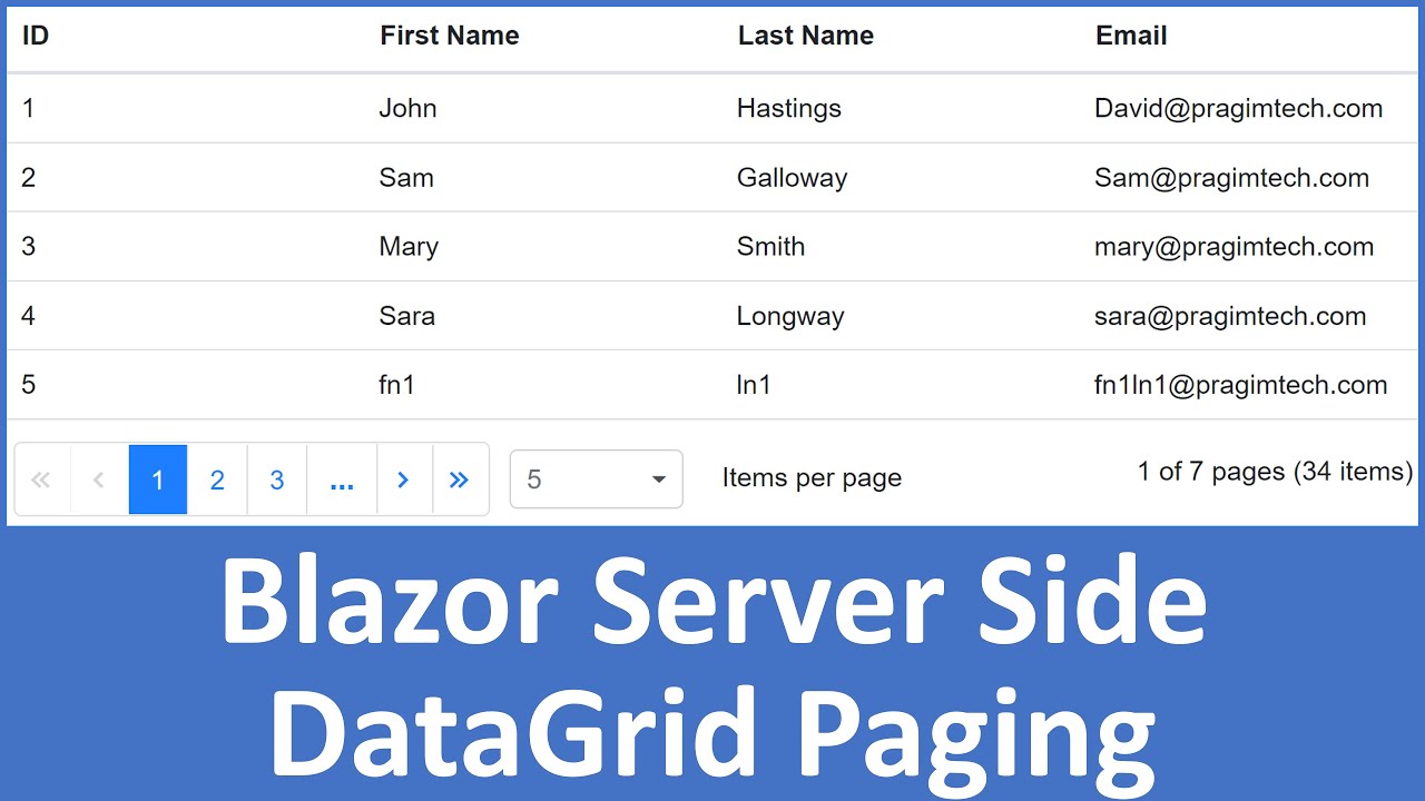 Blazor | ASP.NET Core | DataGrid Server Side Paging