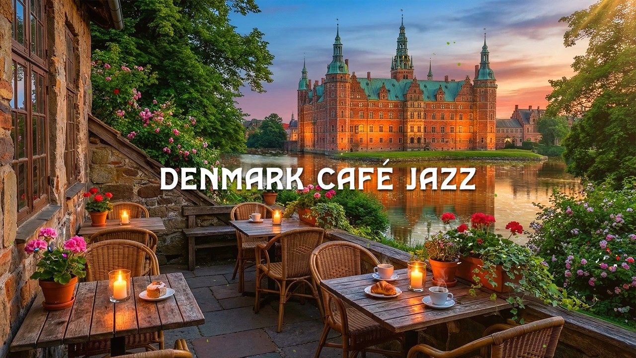 Denmark Café Jazz 🇩🇰 Frederiksborg Castle Sunset Coffee  Smooth Piano Jazz for Study, Focus & Relax