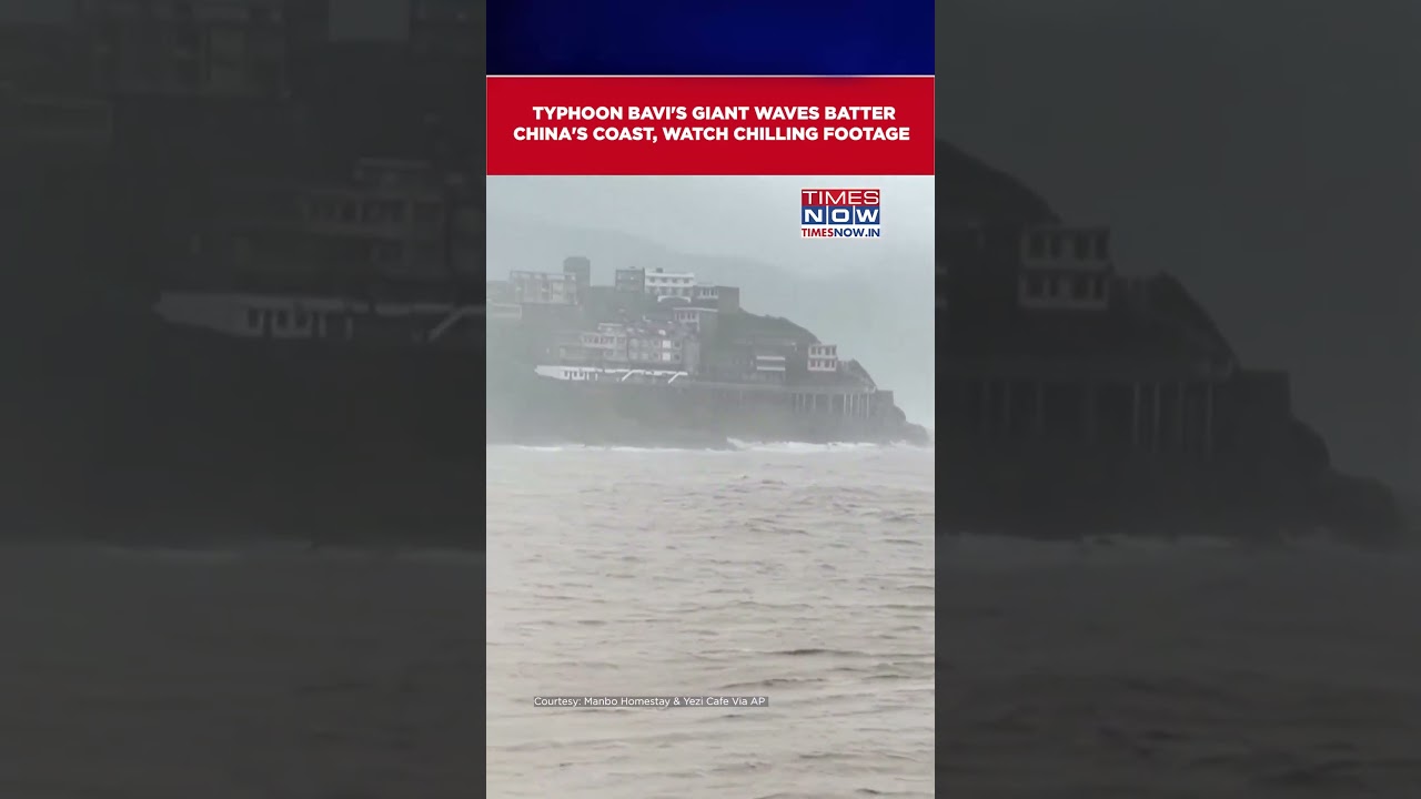 China Typhoon Bavi Update: Monster Waves Smash Windows As Typhoon Bavi Pounds China #shorts