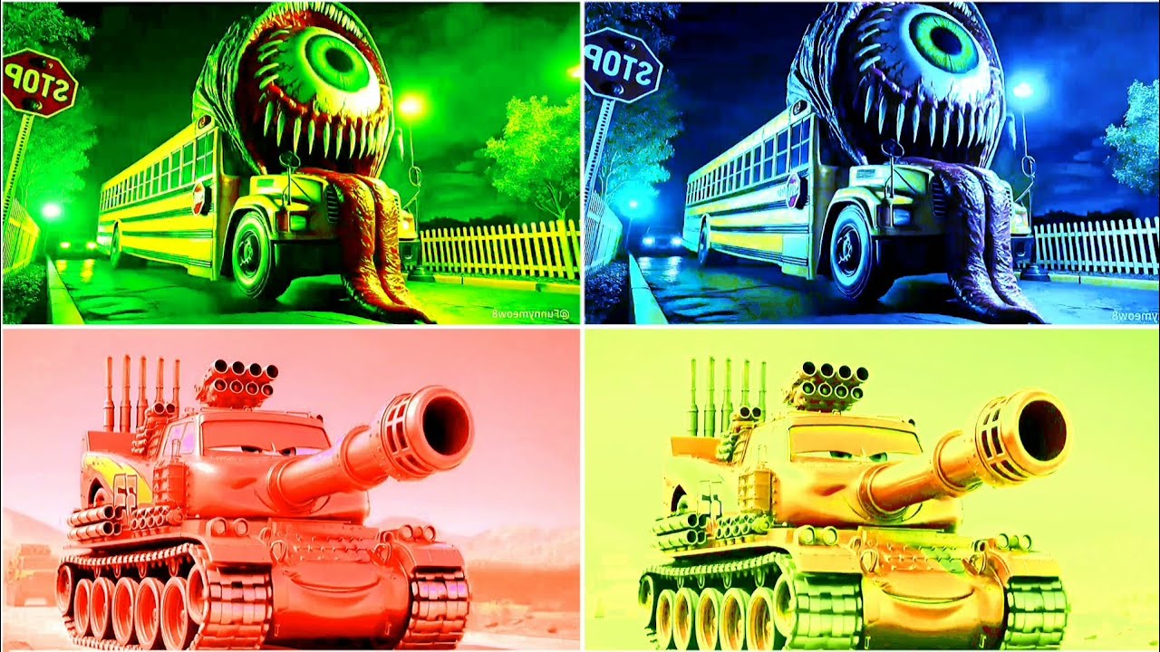 SCHOOL BUS 🆚 MCQUEEN TANK - COFFIN DANCE SONG | TILES HOP #122