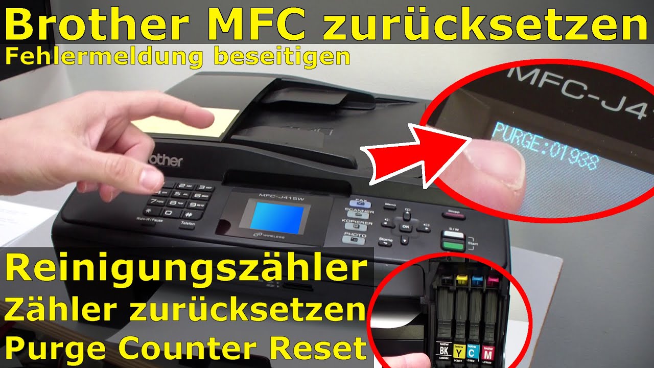 Brother MFC Reinigungszähler zurücksetzen - Purge Counter Reset - Reinigen