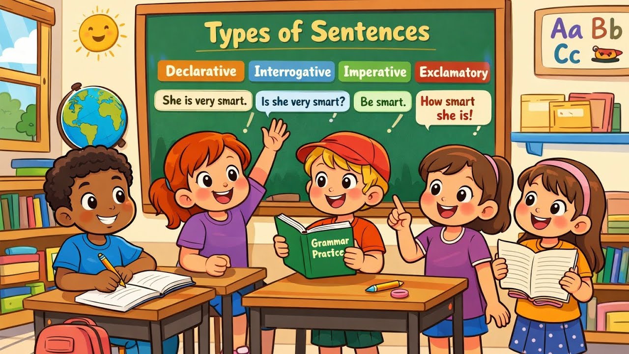 Types of Sentences in English | Declarative, Interrogative, Imperative & Exclamatory|English Grammar