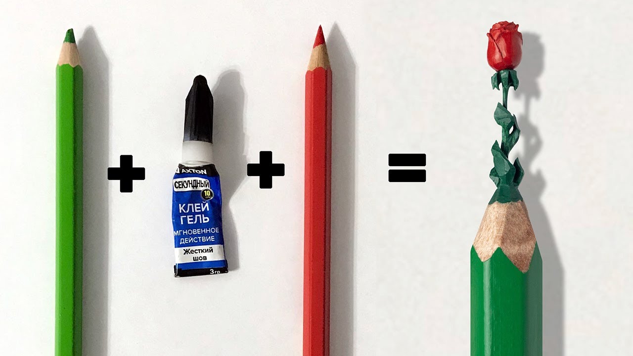 I carve a Red Rose from two pencils! 4k