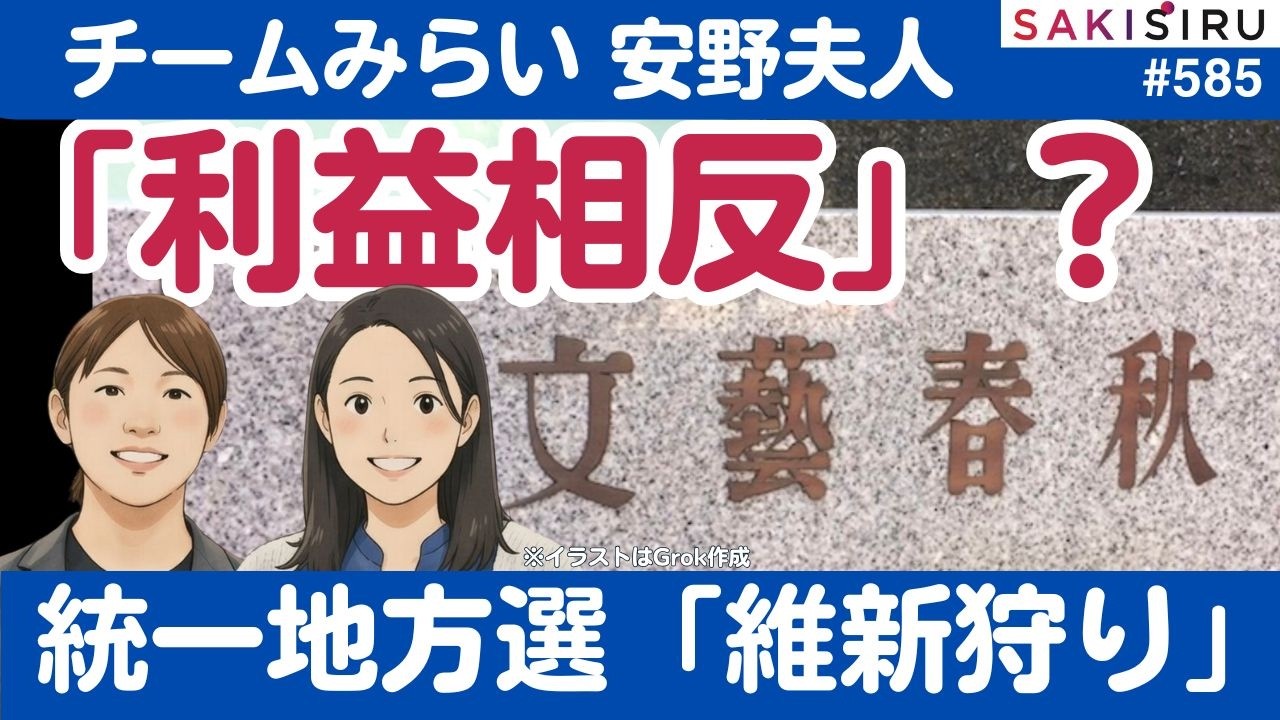 チームみらい安野夫人「利益相反」問題＆統一地方選の都内200人当選大躍進⁉️【2/15夜 SAKISIRU】