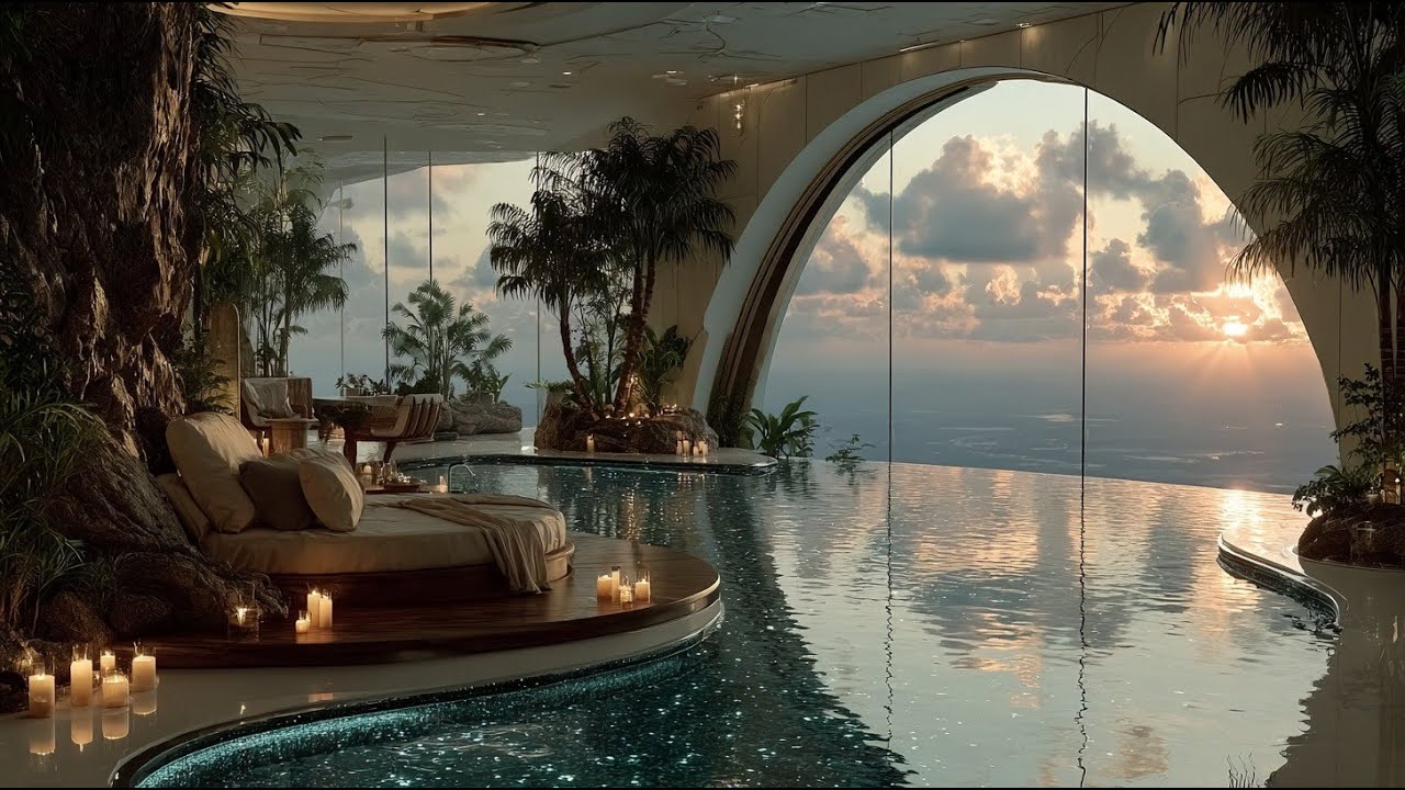 Sleeping in a Tropical Ocean Villa | Gentle Water & Sunset Ambience | 3 Hours 4K