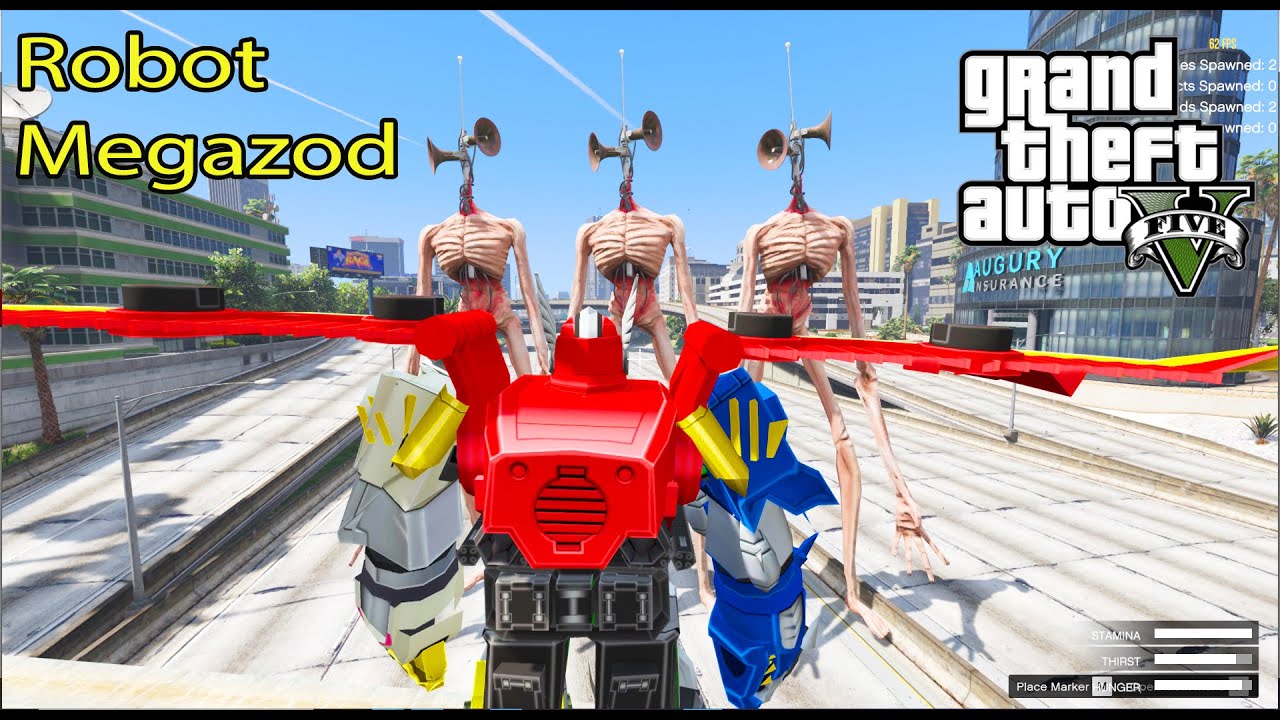 GTA 5 Mod - Megazod Robot vs Siren Head Monster (Final Part)