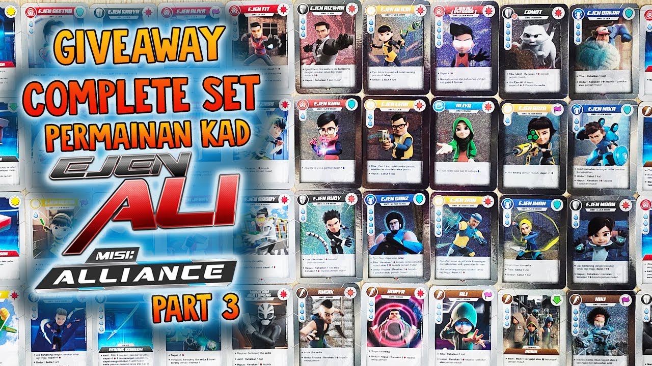 GIVEAWAY COMPLETE CARD ! Permainan Kad Ejen Ali Part 3 - Unpacking & Review