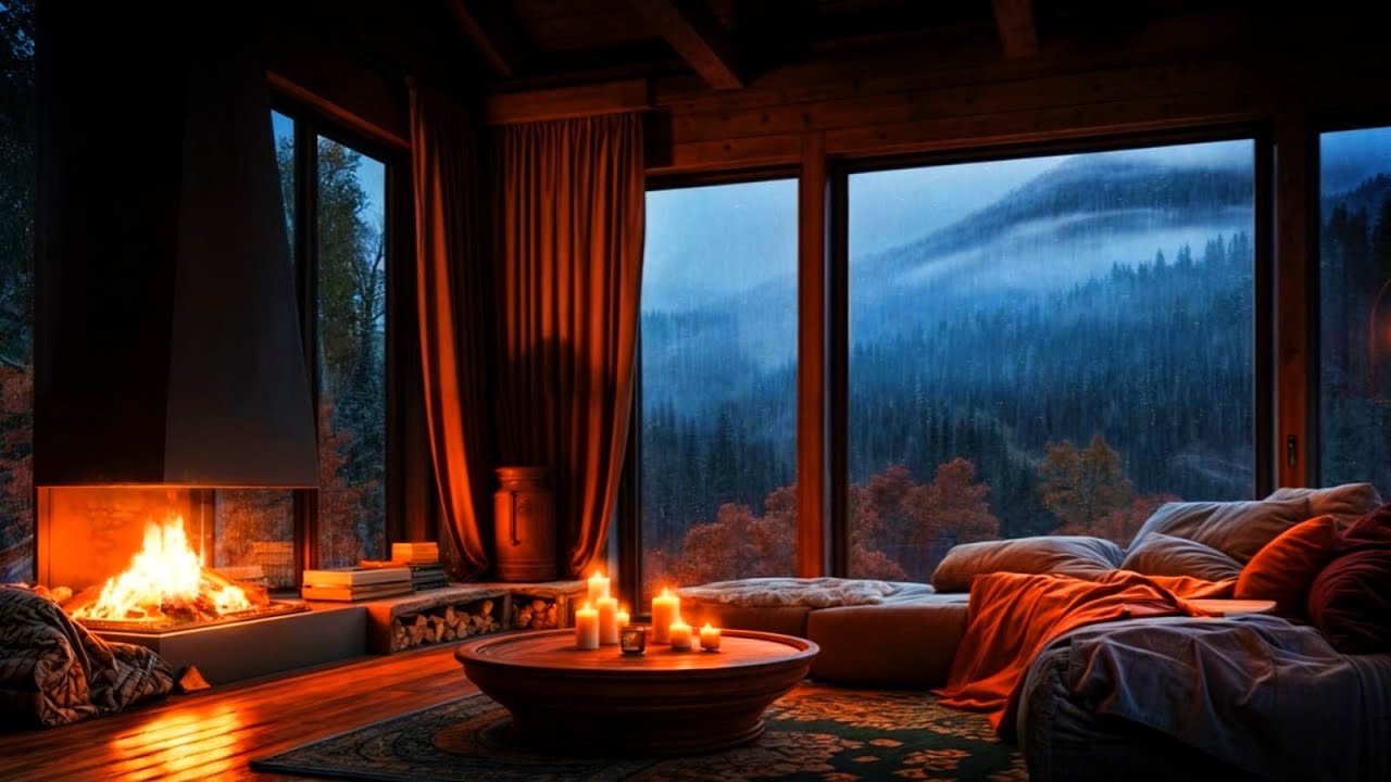 🔥 Cozy Fireplace & Gentle Rain Sounds | 12 Hours of Relaxing Sleep Ambience