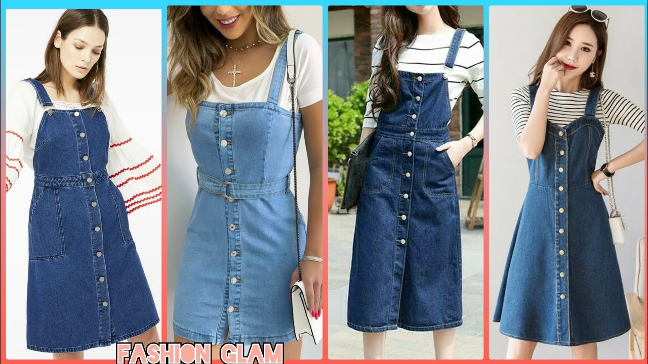 Denim Pinafore Belted Sheath Dresses For Women's/Denim Jumper Dress/Denim Shift Dress/Apron Dress