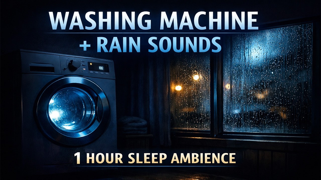 1 Hour Washing Machine and Rain Sounds for Sleep | Cozy Black Screen Ambience