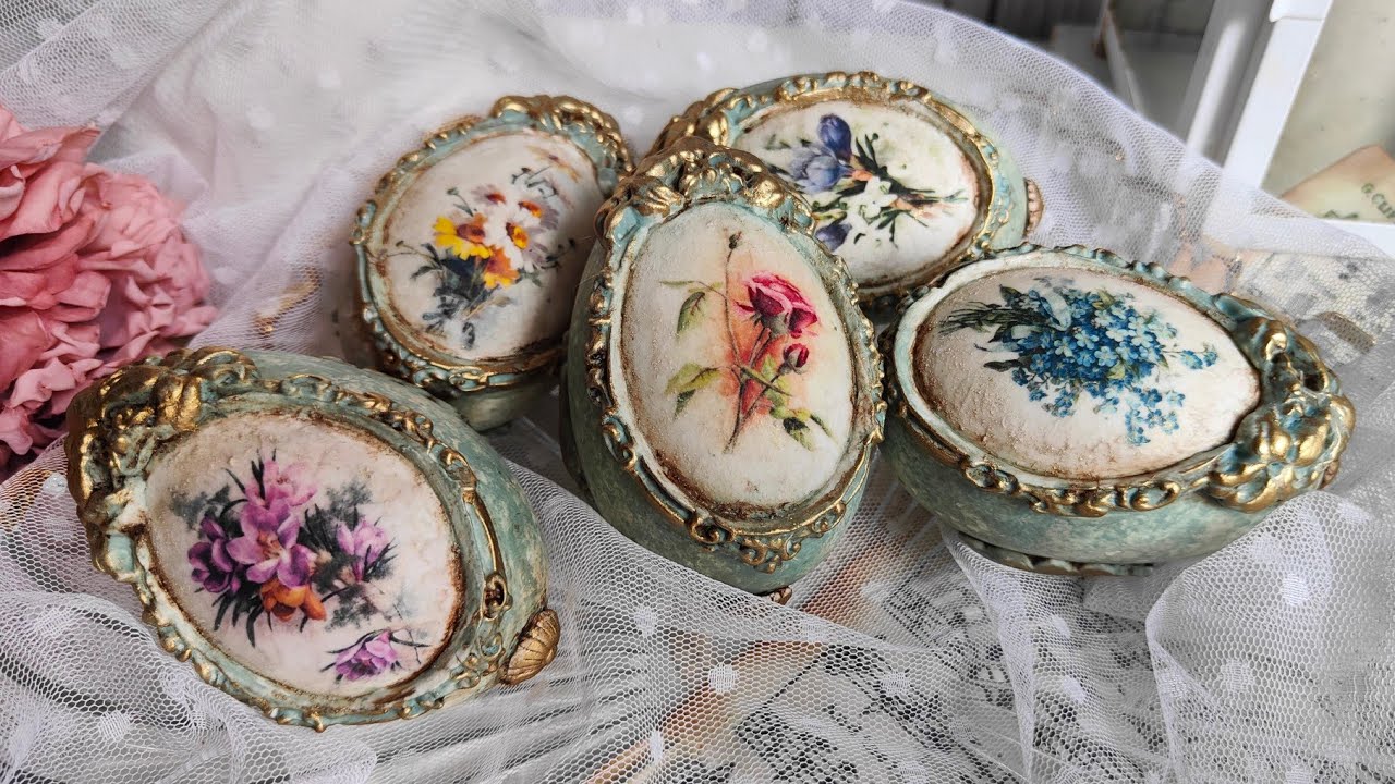 Decoupage easter eggs ♡ Goose eggshells