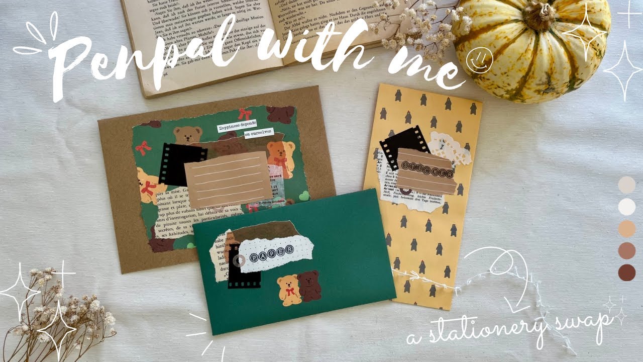 Penpal with me - stationery Swap - cute bear theme - asmr and lofi, no talking 👩🏼‍🎨🎞🐻✨