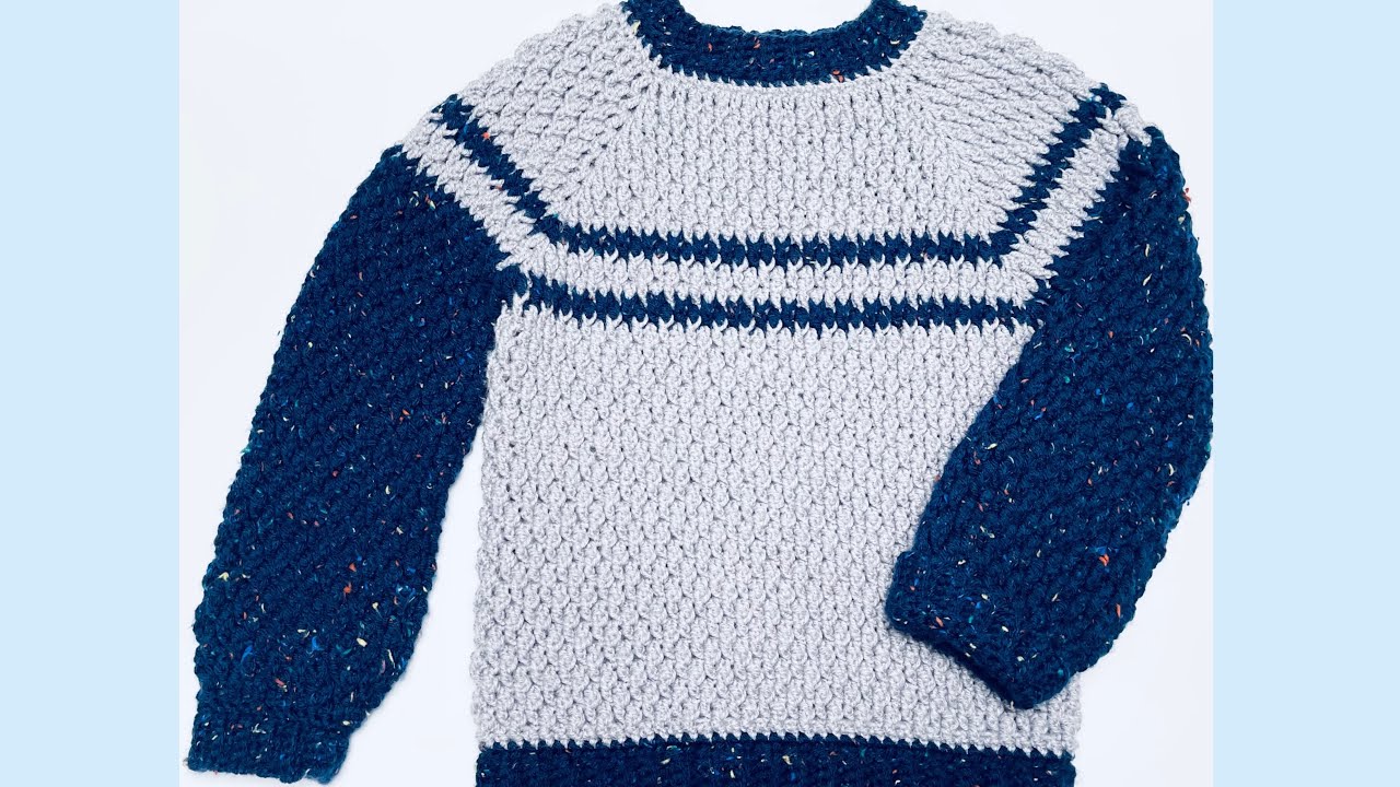 Chambrita a crochet paso a paso para niño 3-8 años, Pullover, Chompita fácil TEJIENDO CON SARITA