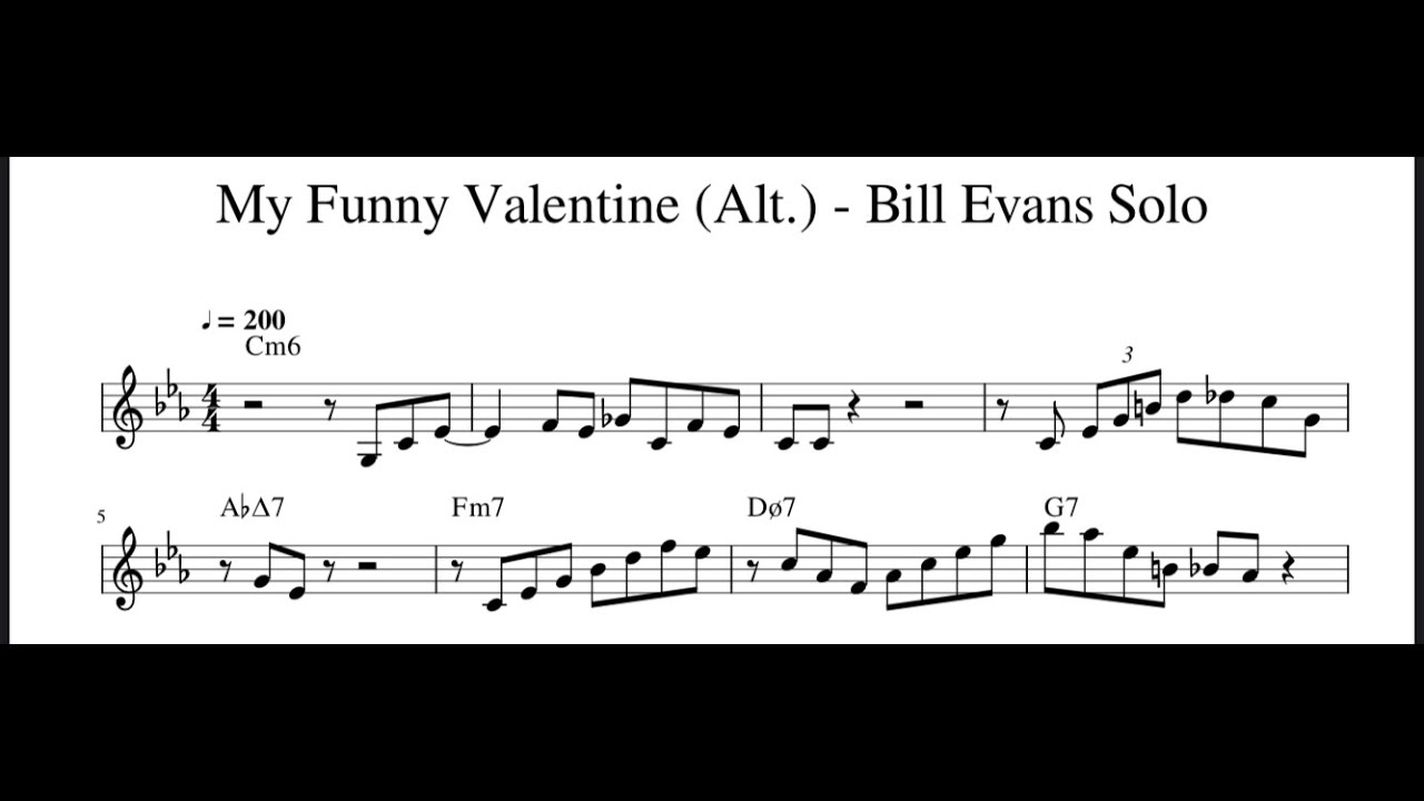 My Funny Valentine (Alt. Take) - Bill Evans Solo Transcription from 