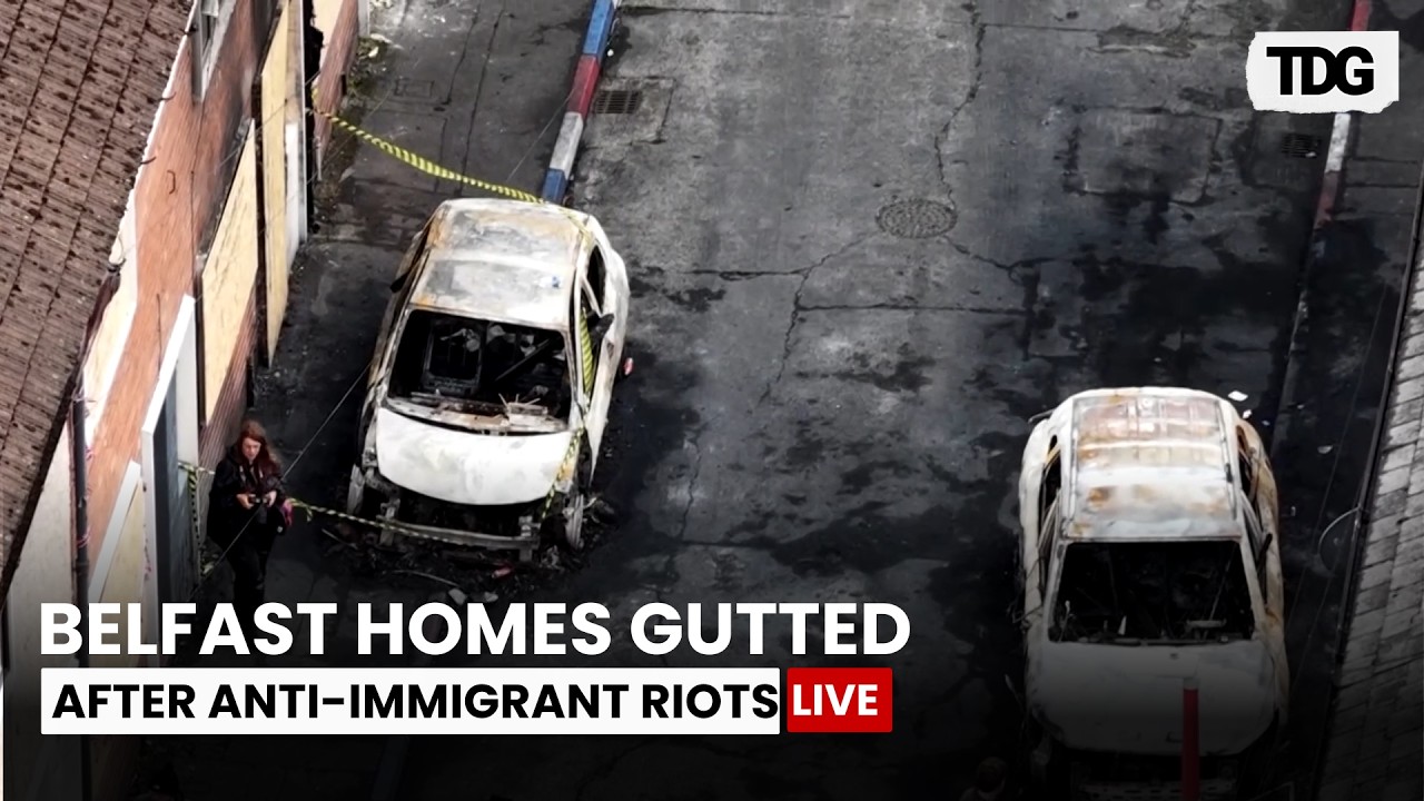 LIVE:  Footage Shows Belfast Homes Gutted After Anti-Immigrant Violence