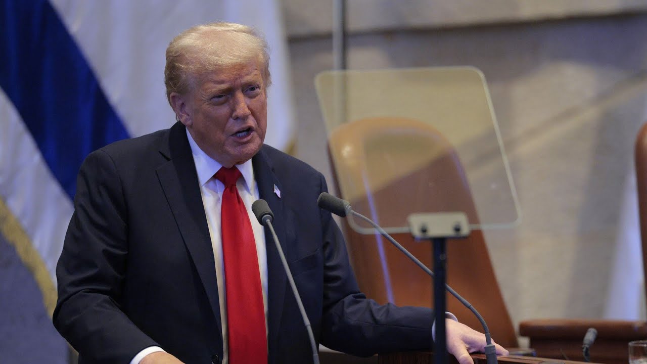 Shocking moment Donald Trump interrupted by protester in Israeli Knesset