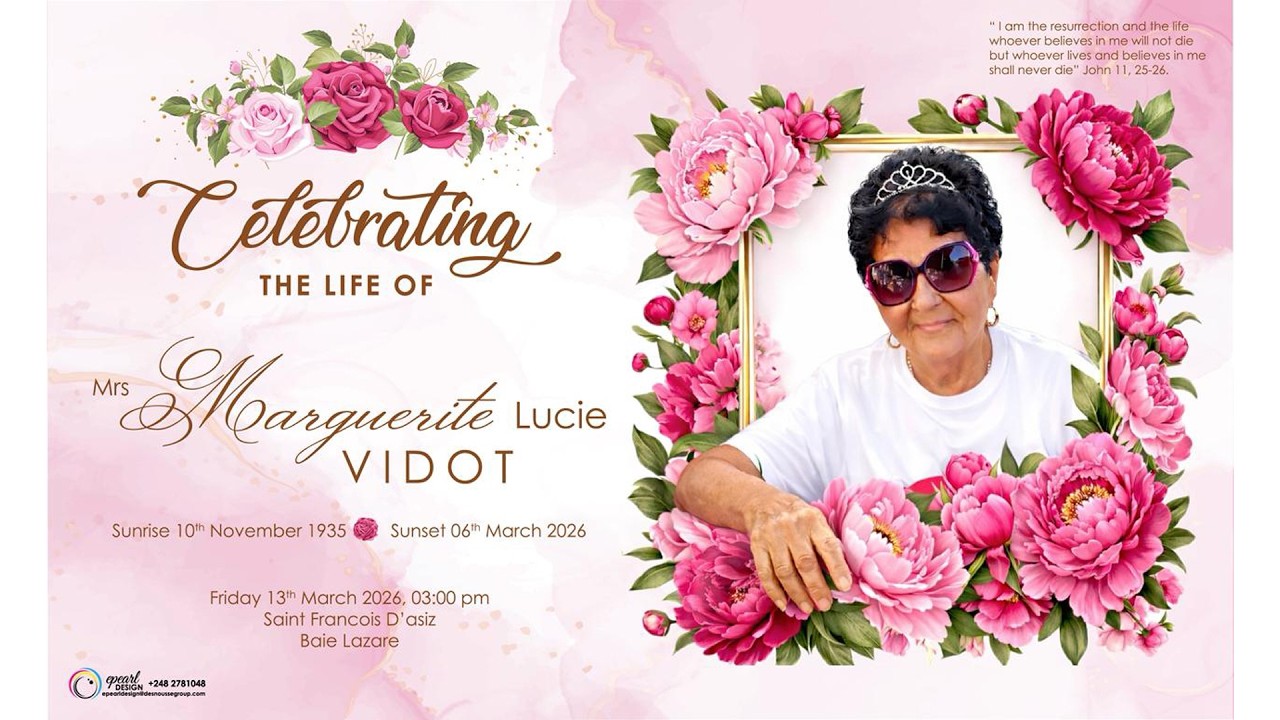 Celebrating The Life Of Mrs Marguerite, Lucie Vidot