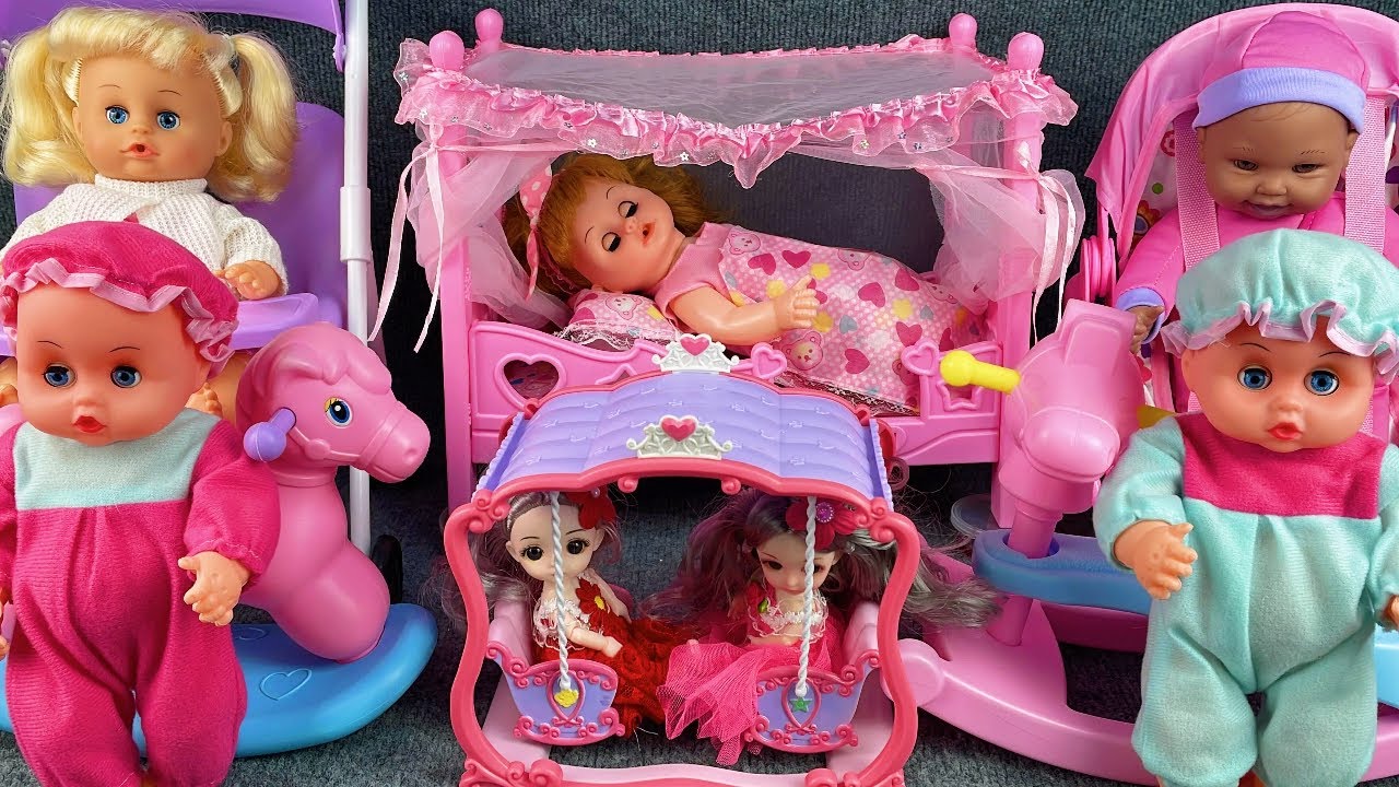 10 Minutes Satisfying with Unboxing Pink Doll Bed Play Set Review Toys | ASMR 