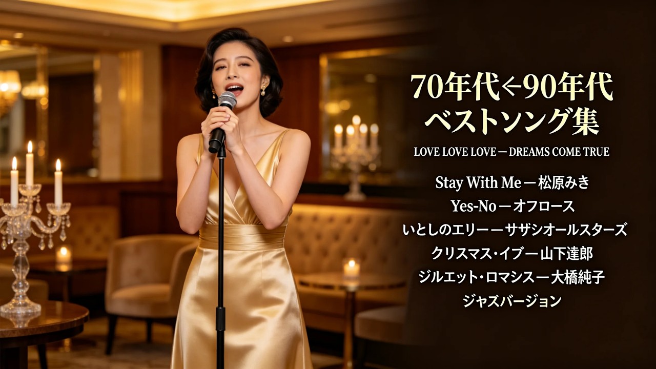 80年代〜90年代 トップヒット日本ラブソング ジャズカバー｜DREAMS COME TRUE・松原みき・大橋純子・オフコース・サザンオールスターズ・山下達郎｜冬の夜・ロマンチックムード