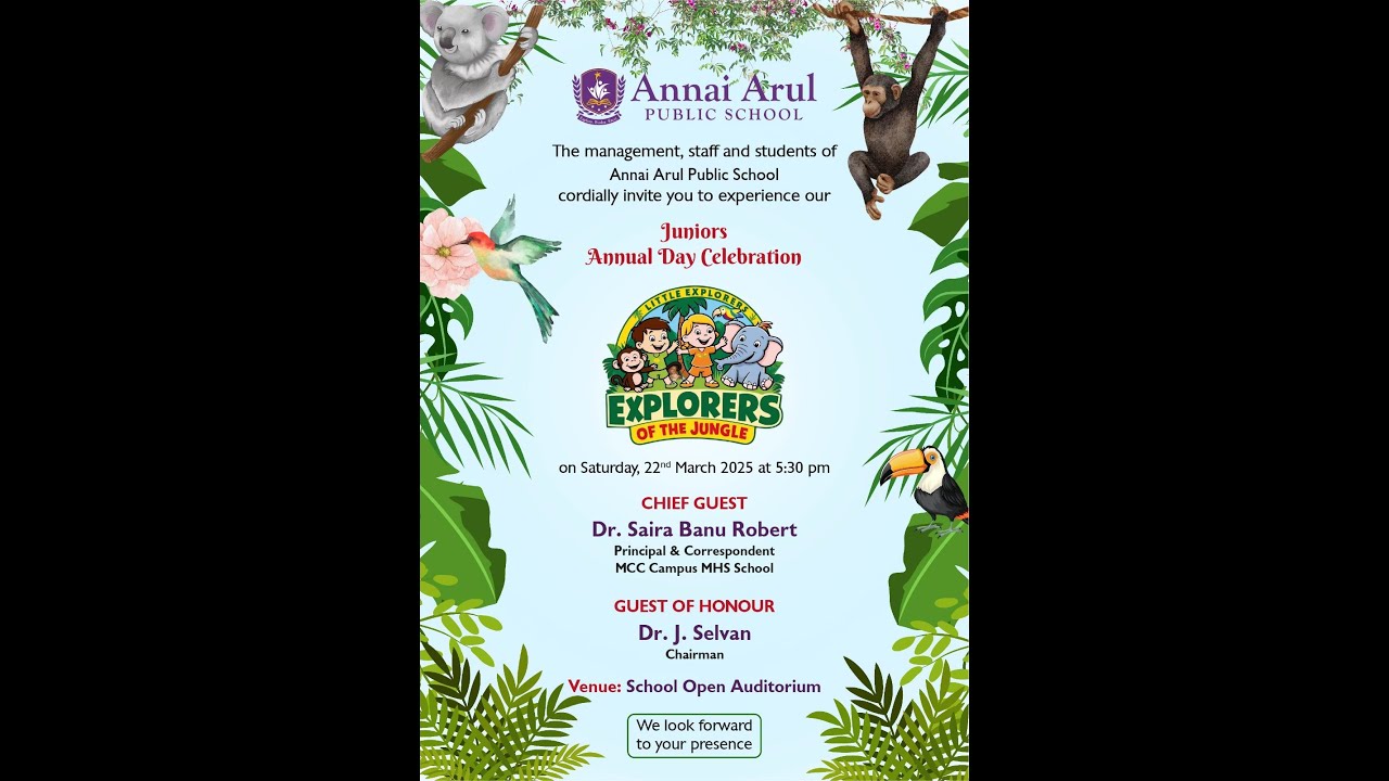 🔴 #Live |  Annai Arul Public School Juniors Annual Day Celebration