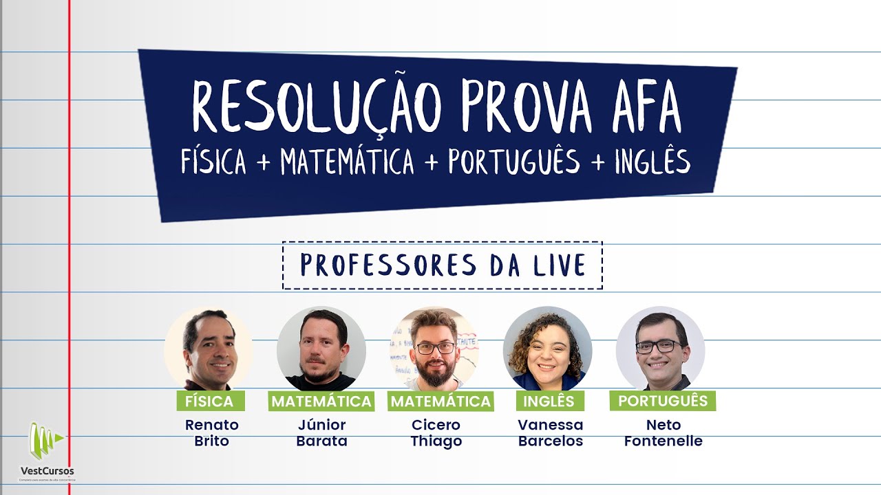 RESOLUÇÃO AO VIVO PROVA AFA 2022 - Equipe VestCursos Pre-militares
