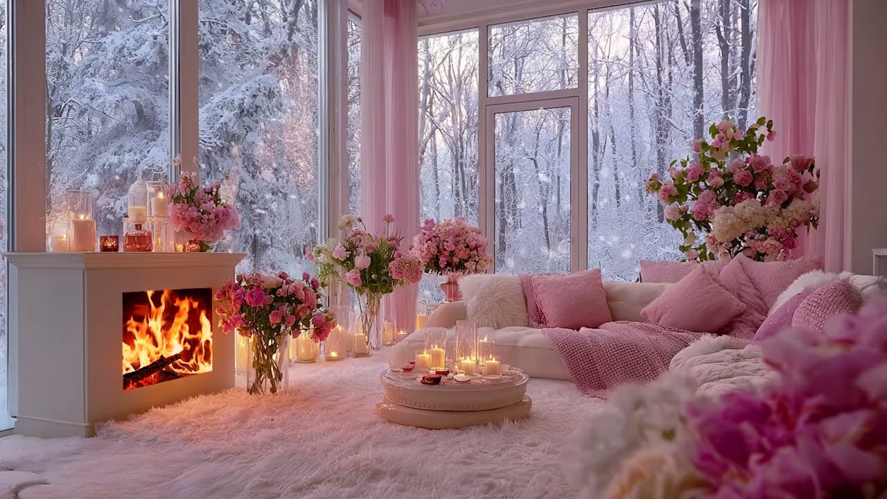 Cold Winter Wind with Fireplace Sounds for Relaxation, Focus, Stress Relief and Warm Comfort