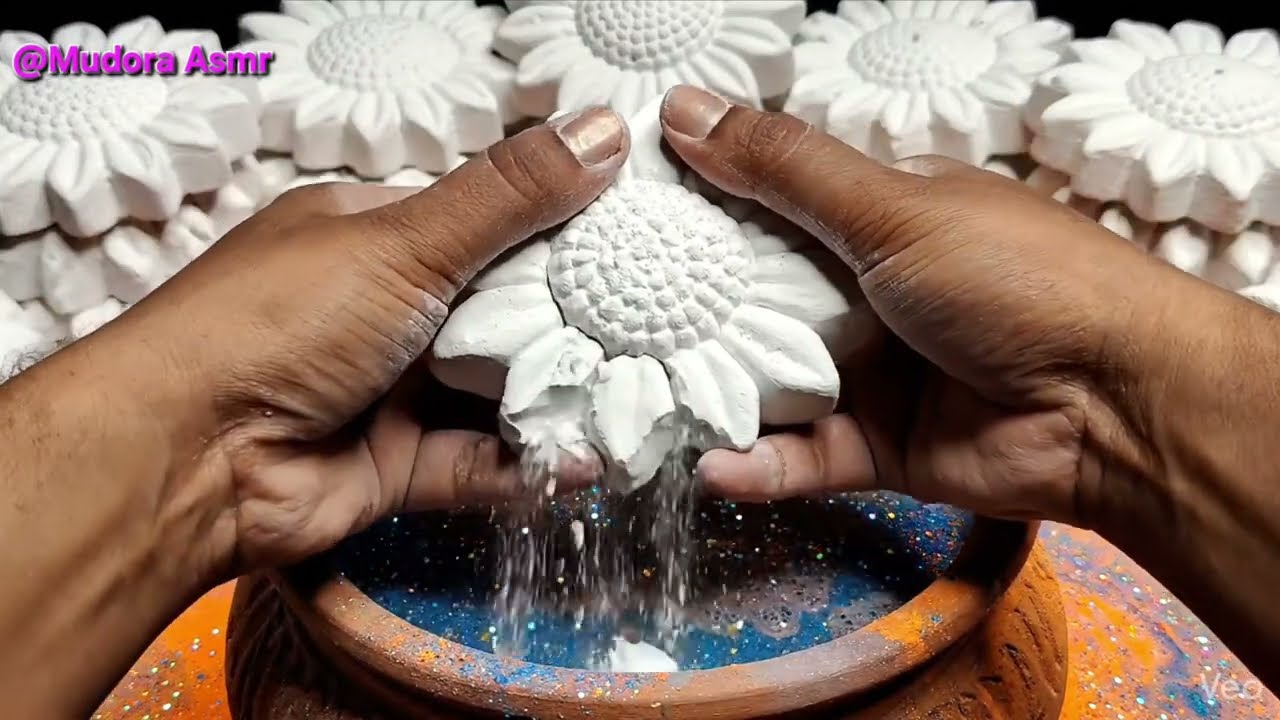Variety of Fluffy Dusty Gym Chalk Crush in Mitti Pot 🤍| Super Satisfying ASMR