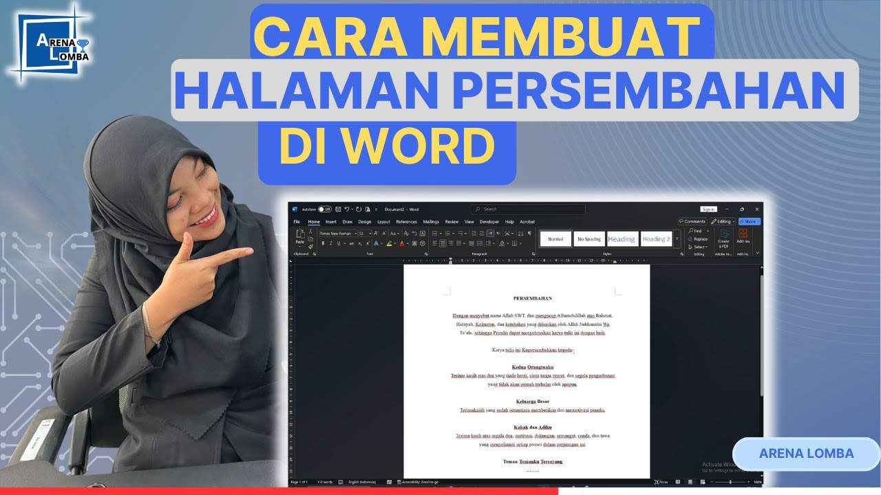 Cara Membuat Halaman Persembahan di Word