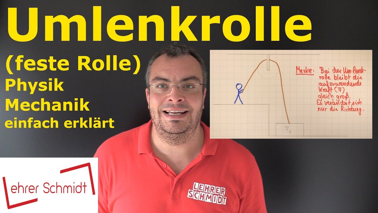 Umlenkrolle (feste Rolle) | Physik - Mechanik - einfach erklärt | Lehrerschmidt