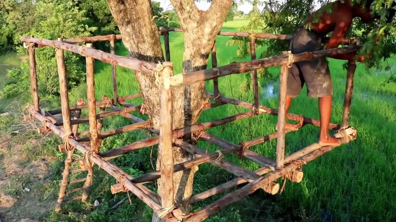 Primitive Survival Boys building a TREE HOUSE SWIMMING POOL! Very Cool