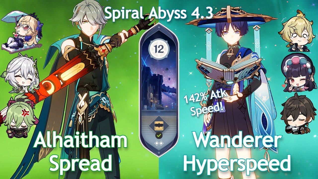 NEW Spiral Abyss 4.3! C0 Alhaitham Spread x C0 Wanderer Hyperspeed | Floor 12 | Genshin Impact