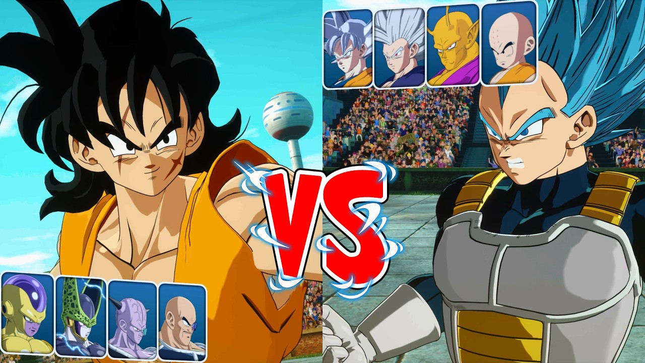 SZ: Yamcha/Golden Freezer/Cell/Ginyu/Nappa vs Vegeta SSJB/Goku UI/Gohan SNS2/Orange Piccolo/Crilin